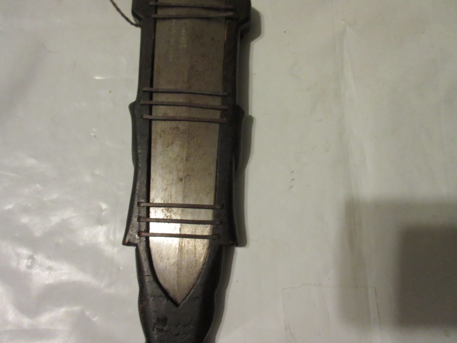 Vintage Tribal Knife in Carved Wooden Sheath