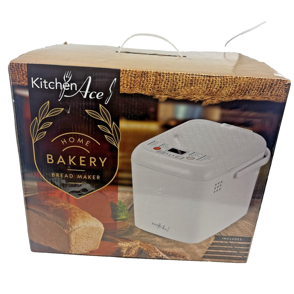 New! Kitchen Ace Bread Maker Home Bakery LCD Display 19 Programs Portable NIP