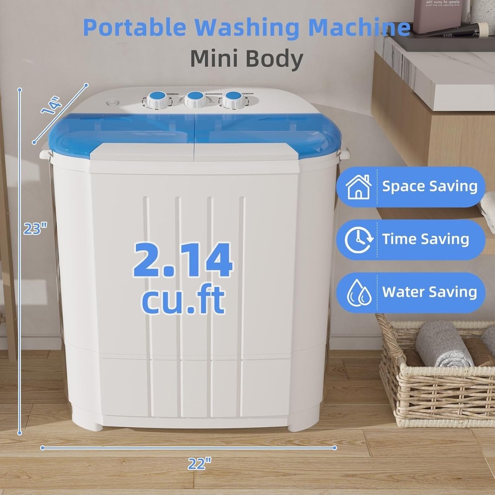 Portable Washing Machine, Twin Tub Washing Machine Laundry Compact Washer spinne