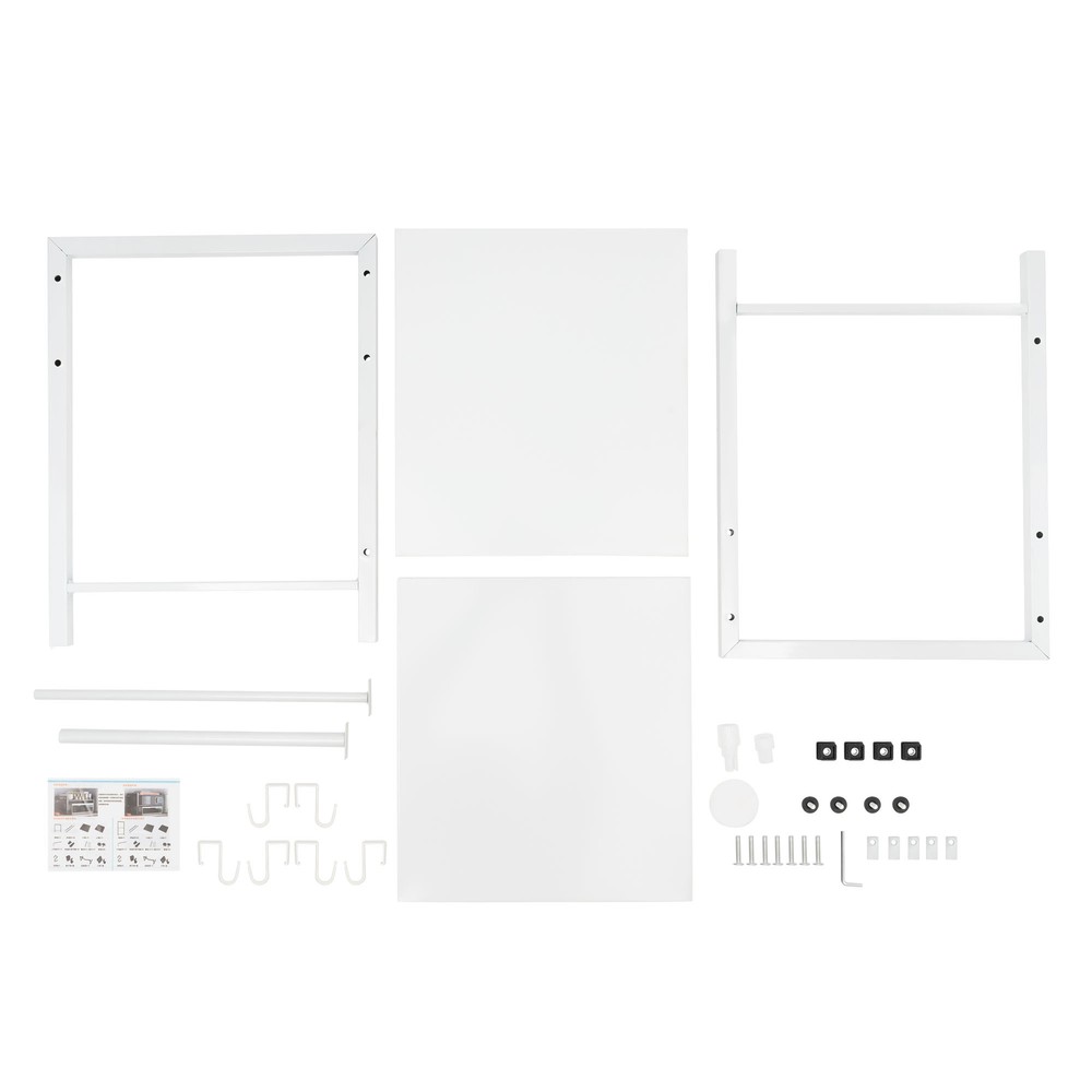 Extendable Microwave Oven Rack, 2-Tiers Adjustable Microwave Stand White Shelf