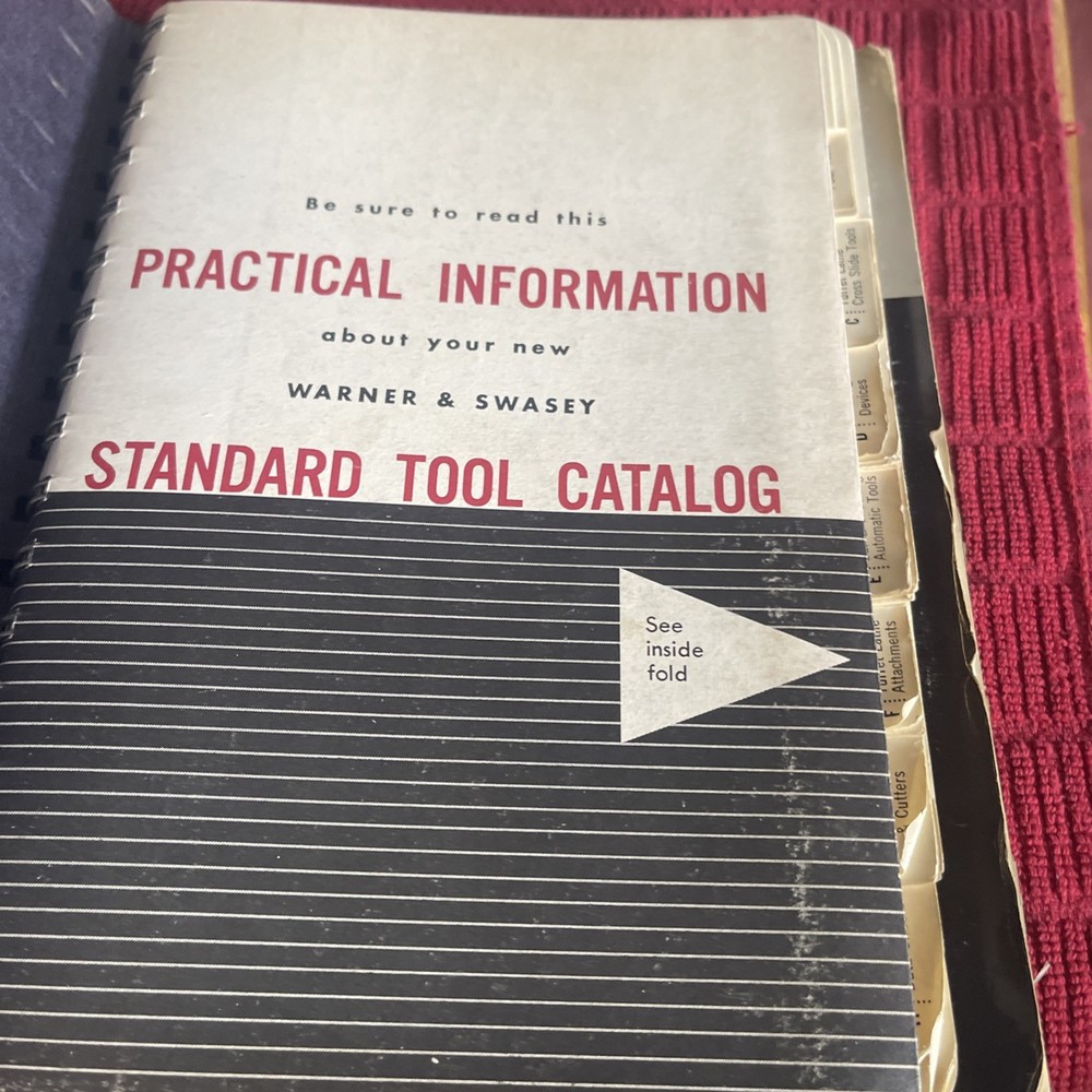 Warner & Swasey Tools Practical Information on Standard Tool Catalog /Supplement