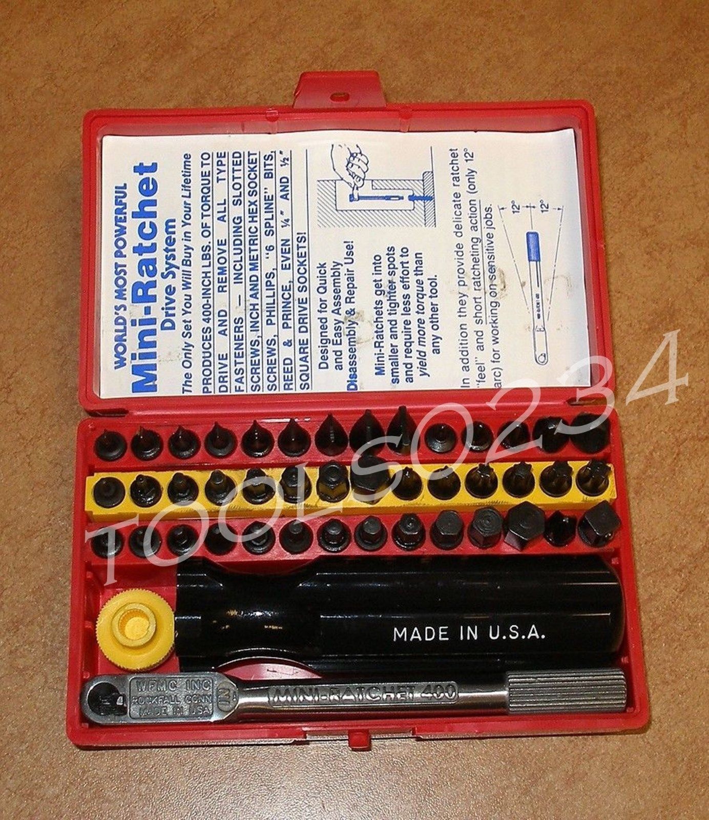 WFMC WF-4-52 52 Pc Super Deluxe Mini Ratchet Tool Bit Set Kit Wadsworth Falls