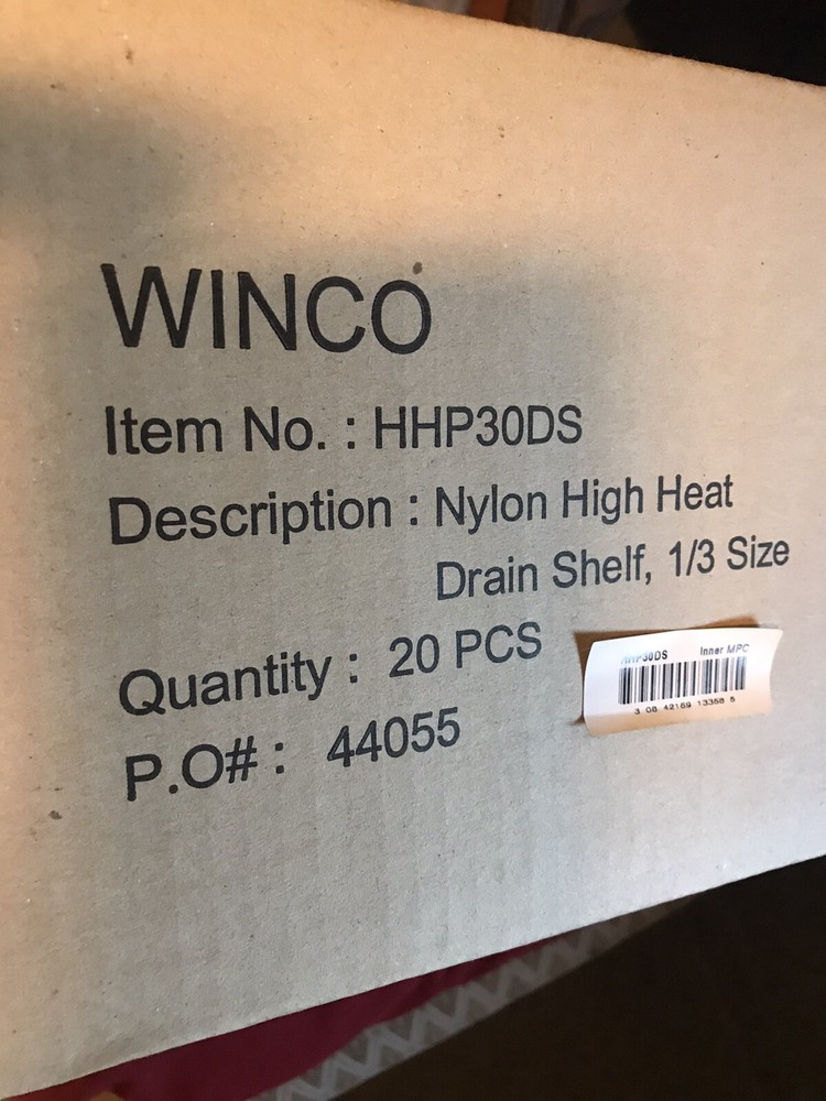 New Winco HHP30DS Third 1/3 Size Nylon High Heat Solid Drain Shelf