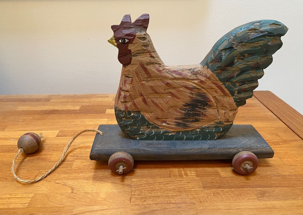 Vintage Wooden Chicken Pull Toy