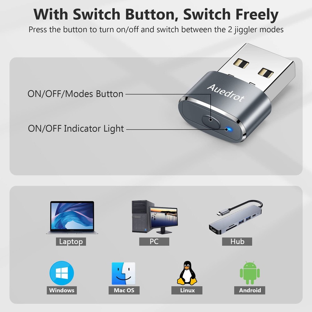 Mouse Jiggler Undetectable Mouse Jiggers USB Mouse Mover with Switch Button A...