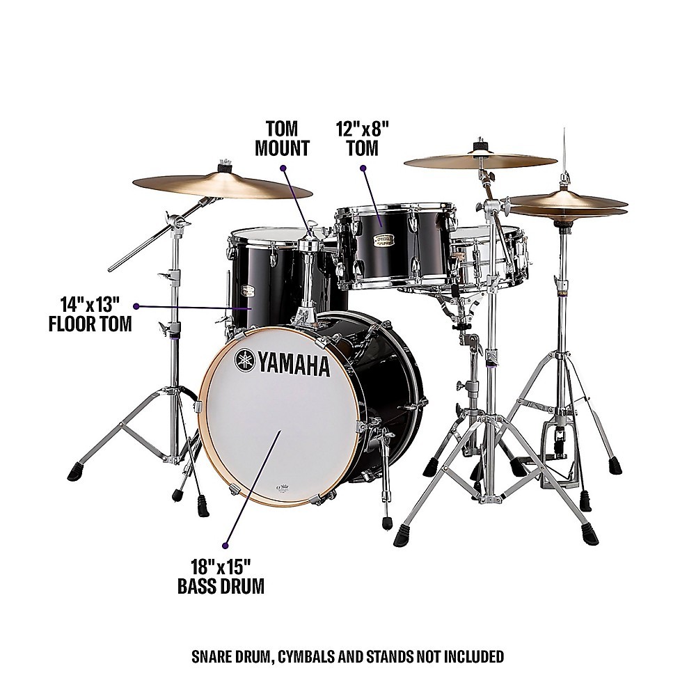 Yamaha Stage Custom Birch 3-Piece Bop Shell Pack Raven Black