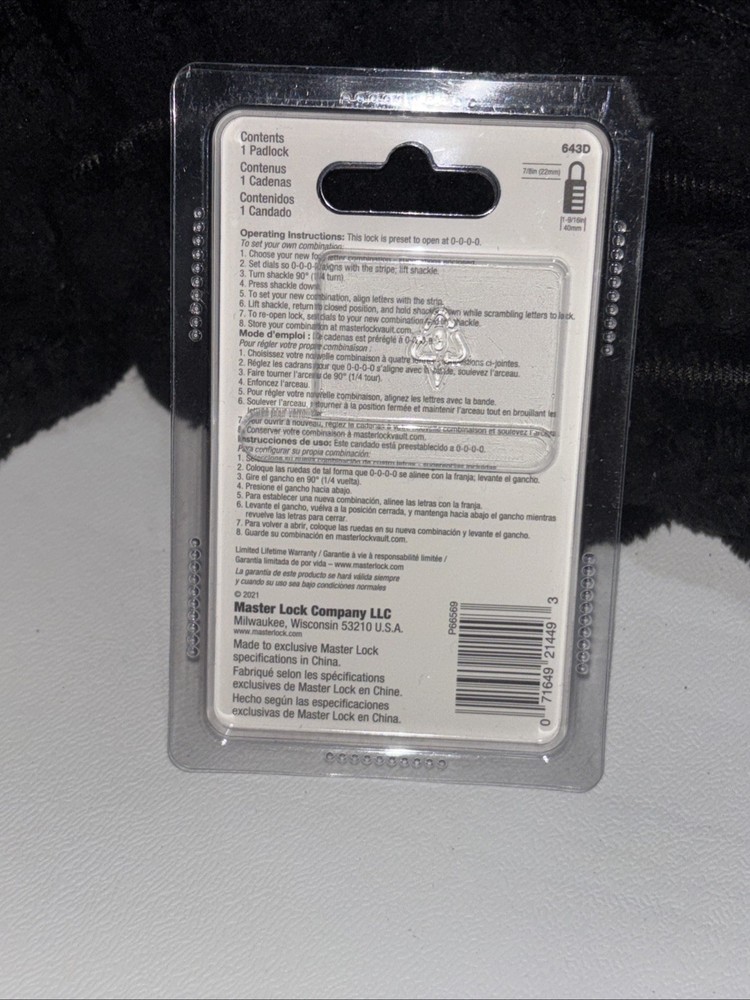 MASTERLOCK Numeric Combination Lock, Set Your Own Combination Padlock, 643D NEW