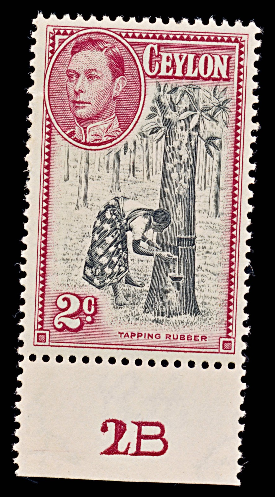 8117: Ceylon SG386a 2c Black & Carmine 1938 Sc#278a Mi230C Mint MH C£120