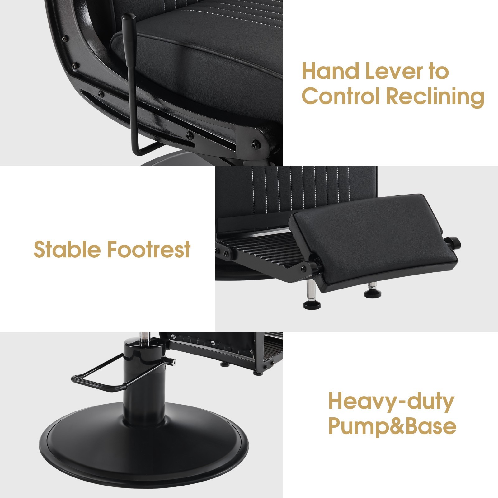 BarberPub Reclining Barber Chair, Hydraulic Styling Chair for Hair Stylist 8334