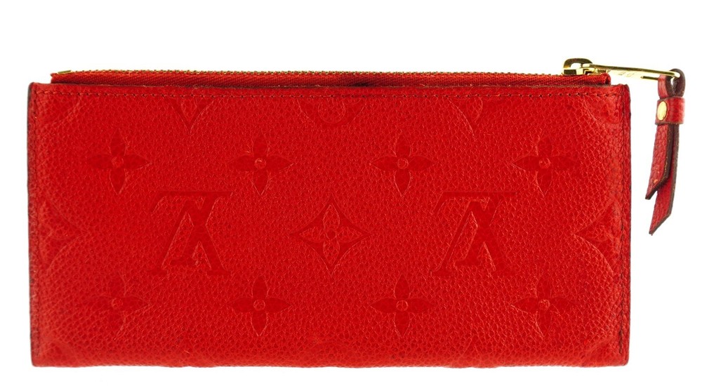 Authentic LOUIS VUITTON Adele Red Empreinte Monogram Pouch Wallet Spain