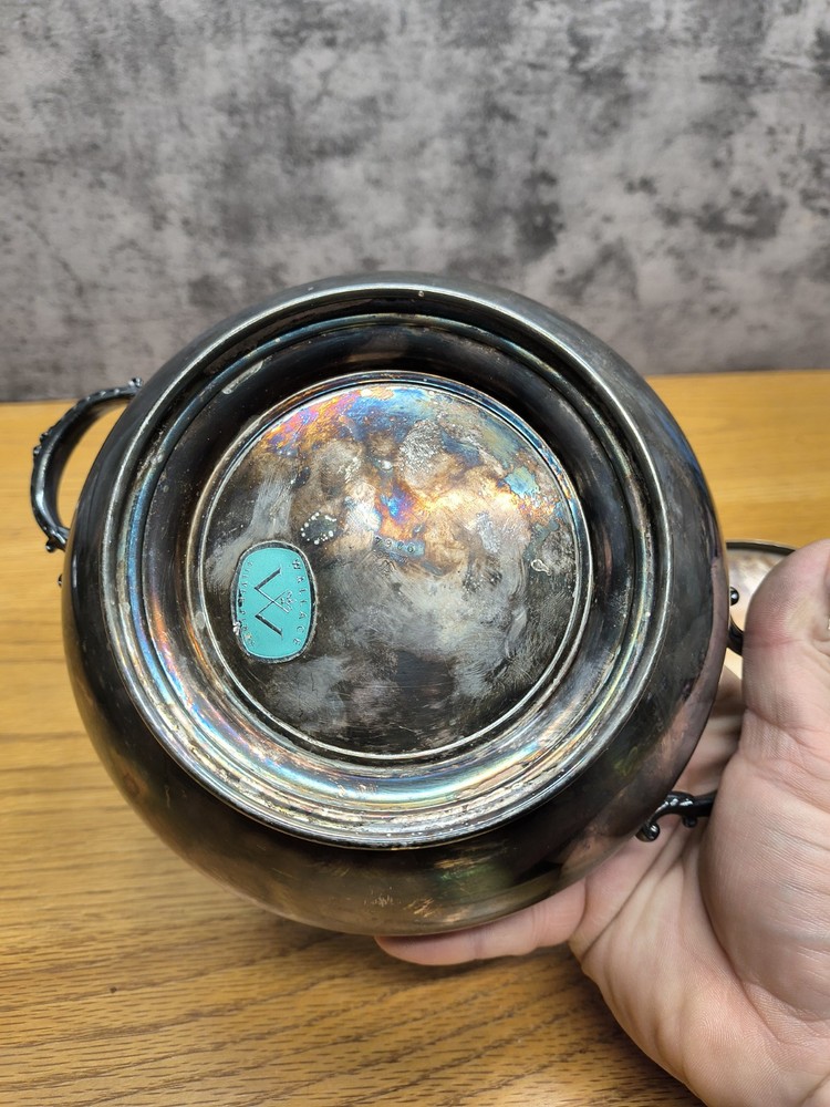 Wallace Silver Plate Covered Round Bowl Dish C 9864 Antique Silverplate