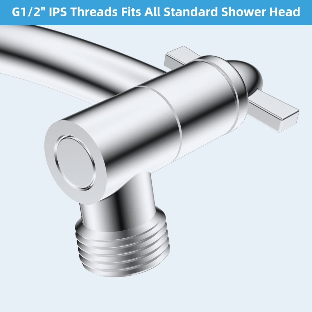 All Metal 16'' Shower Head Extension Arm Solid Brass Angle Adjustable Shower Arm