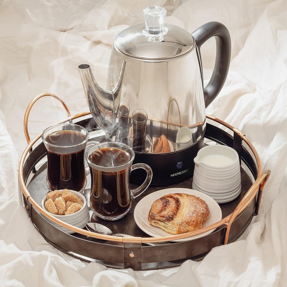 Electric 4 Cup Coffee Percolator Pot with Automatic Keep Warm & Easy Pour Spout