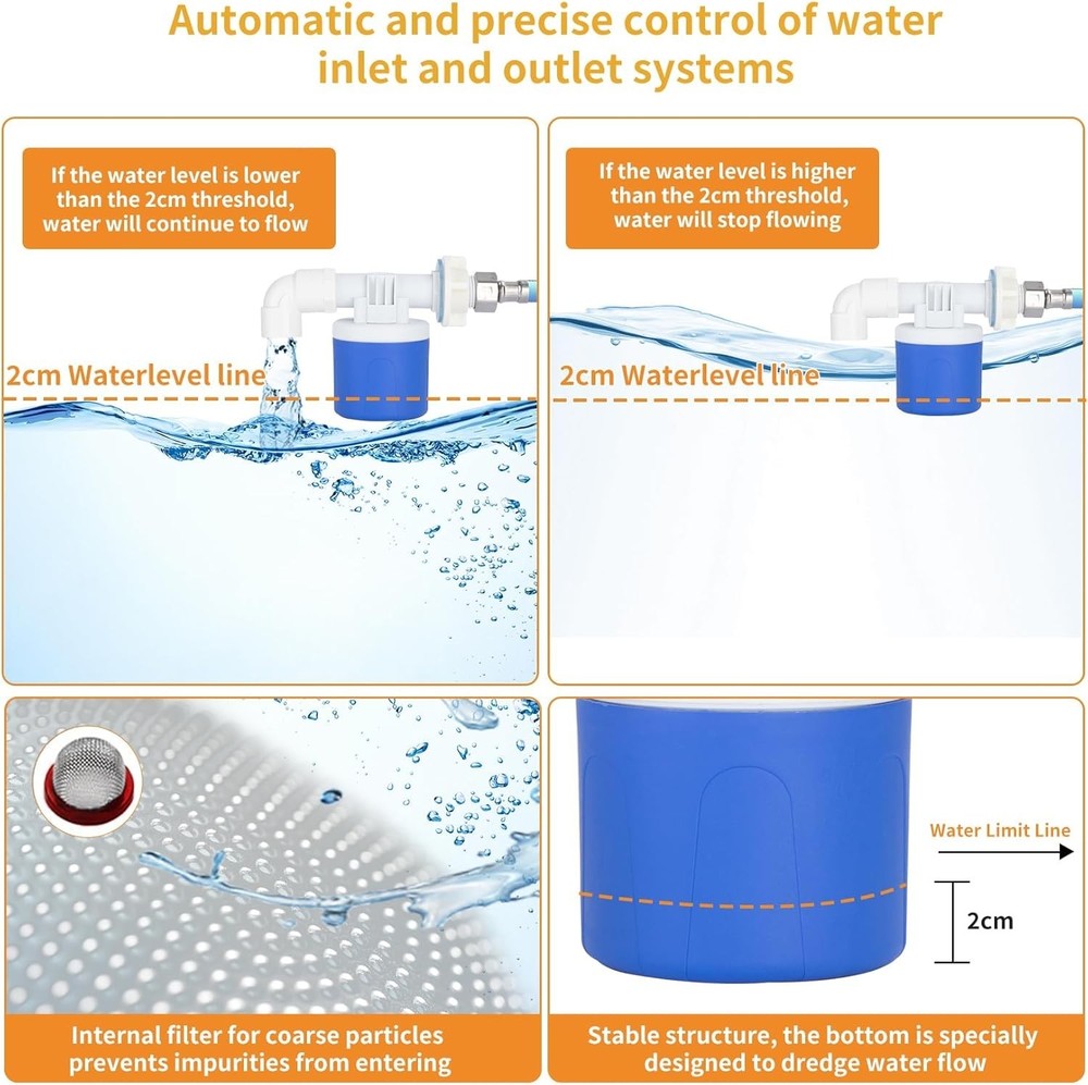 Automatic Chicken Waterer w Float Control for Continuous Water Supply 2 gallons