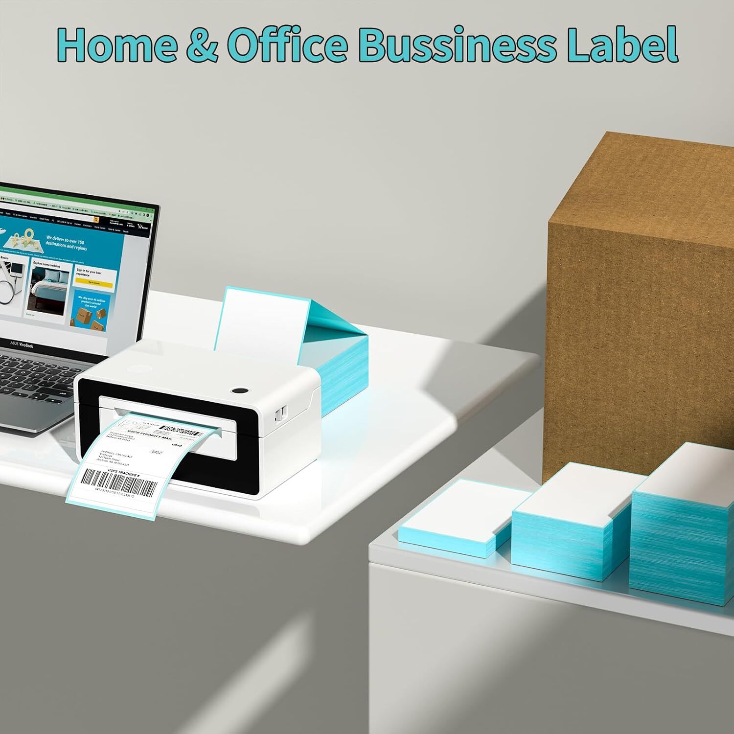 500Labels 4x6 Fanfold Perforated Direct Thermal Shipping Labels for Zebra Rollo