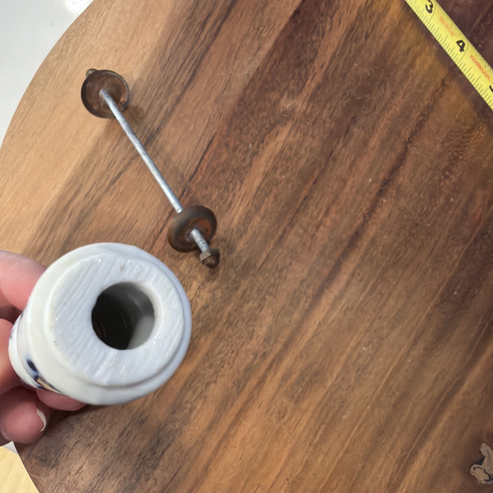 vintage delft blue and white ceramic handle, found on copper kettles, teapots