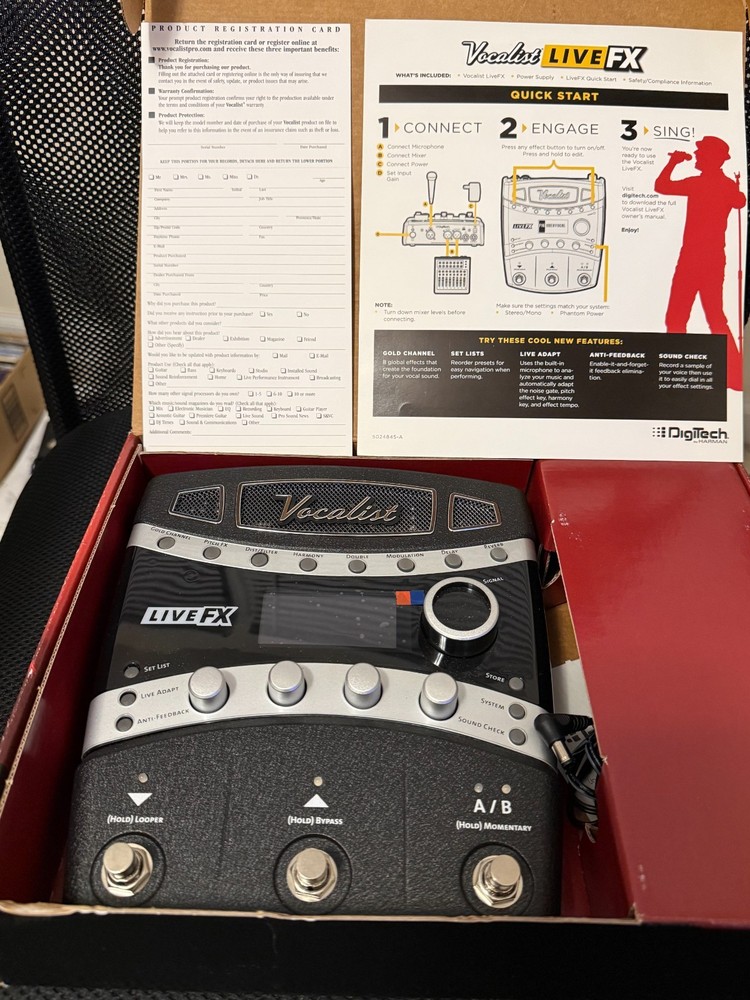 Digitech VLFX Vocalist Live FX Vocal Multi Effects Processor Pedal + PSU