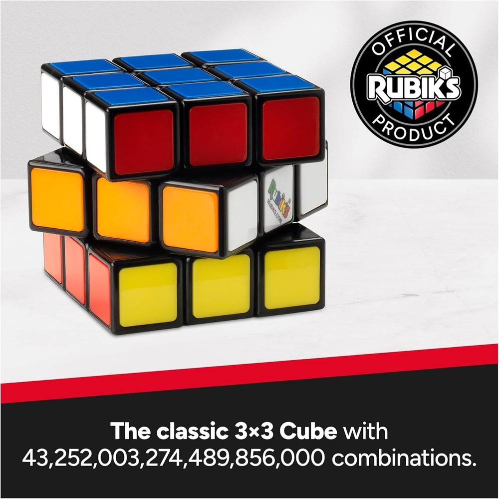Rubik's Cube, The Original 3x3 Cube, Problem-Solving Brain Teaser, Color-Matchin