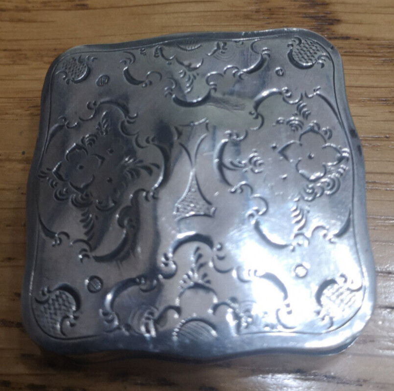 Antique Silver Snuff or Pill Box, Decorative