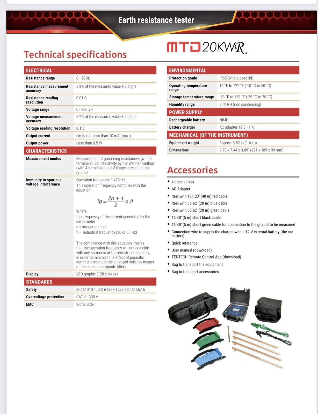 Tentech Megabras MTD20KWR Earth Tester Telurometer 20kV Digital Reliable