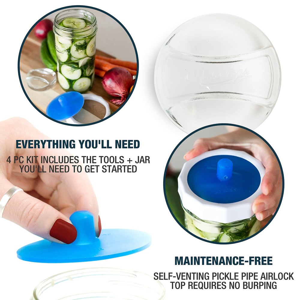 Masontops Mason Jar Fermentation Starter Set - Easy Vegetable Fermenting Set