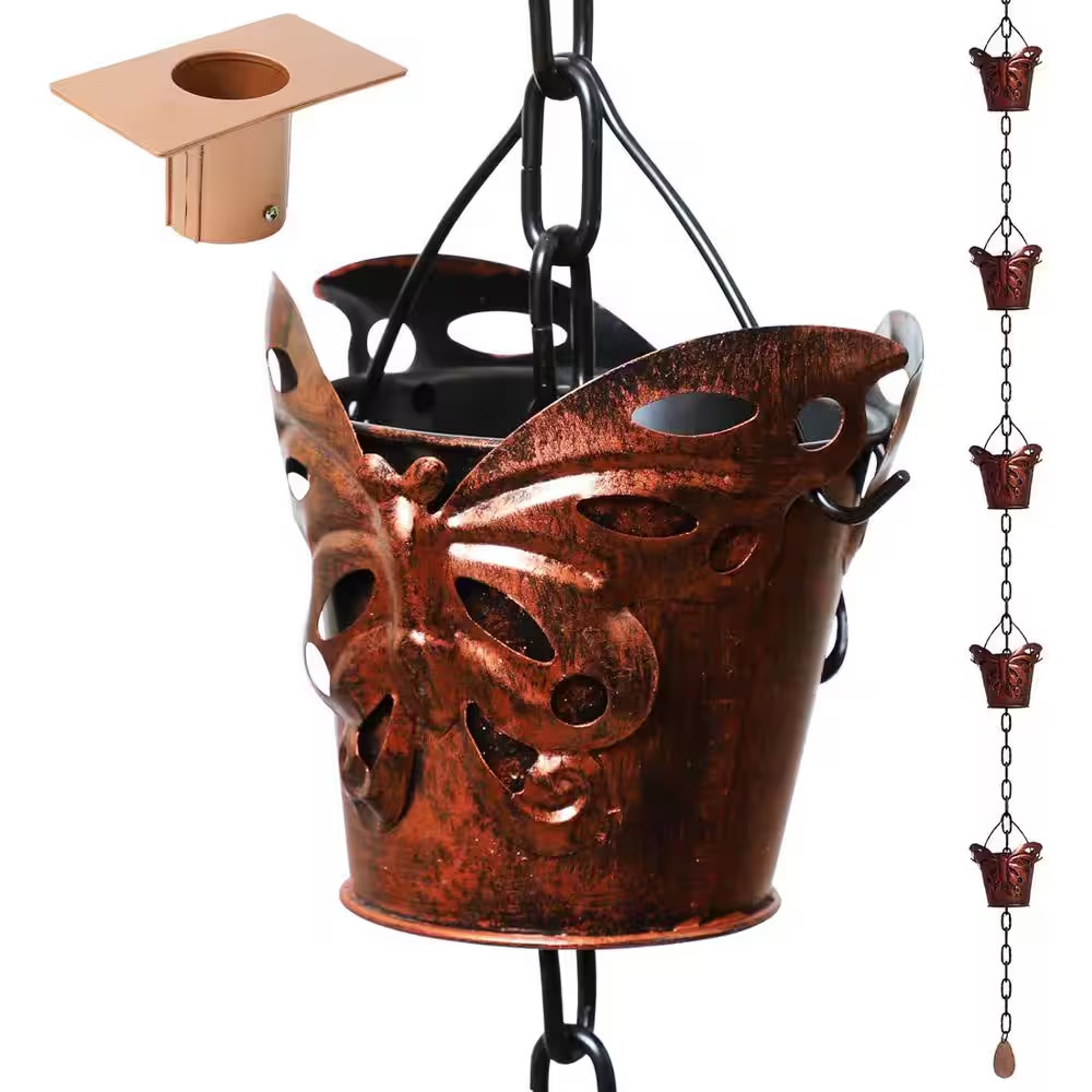 8.5 Ft. Butterfly Bronze Iron Rain Chains