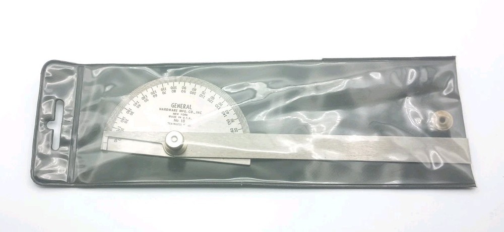 General Hardware No. 18 Protactor 0-180­° Bidirectional Stainless with Case