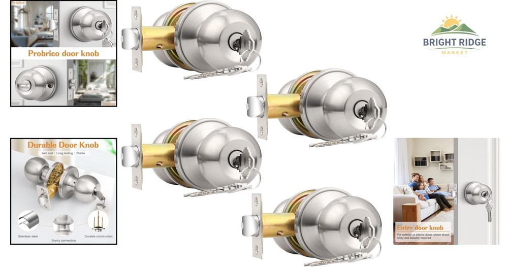 Easy Install Entry Door Knobs with Universal Hand Orientation and Keys Included