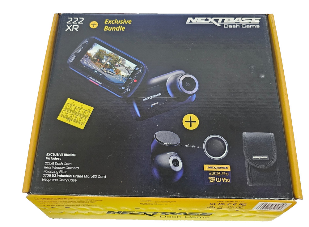Nextbase 222XR Dash Camera + Rear Cam Bundle, Includes 32GB SD Card
