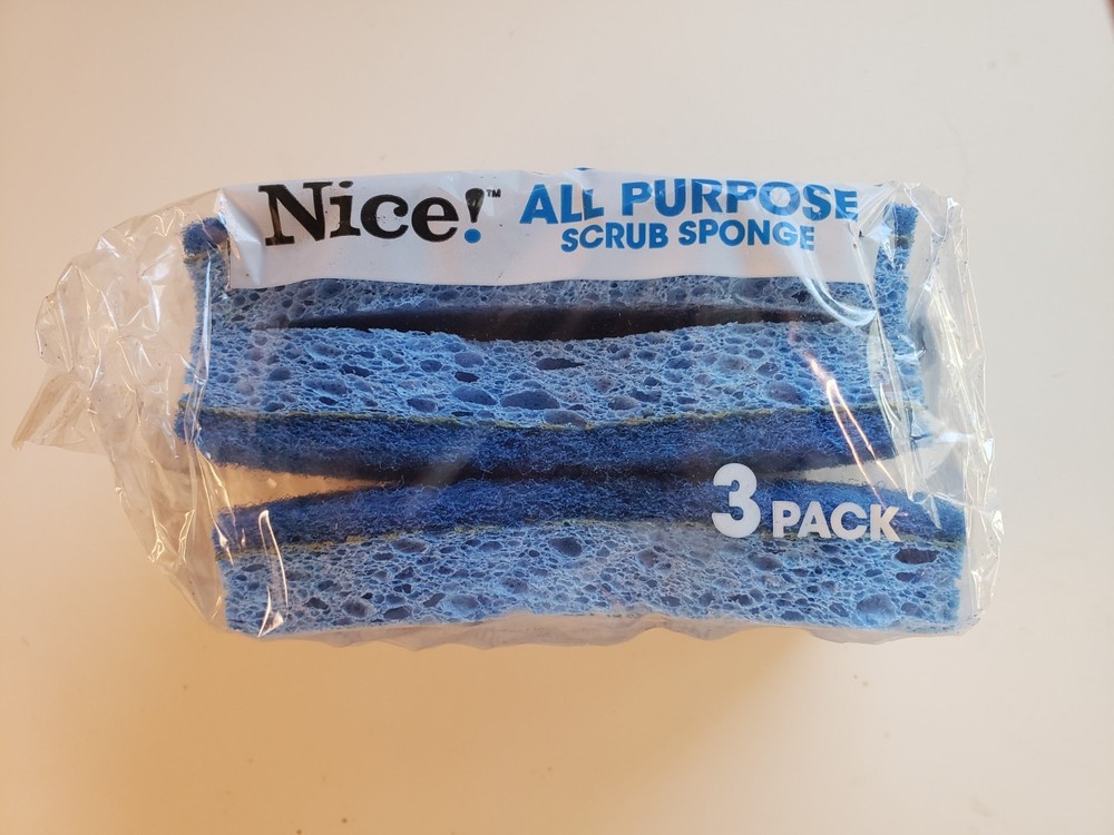 NICE ! All Purpose Scrub Sponge 3 Pack (Non Scratch)