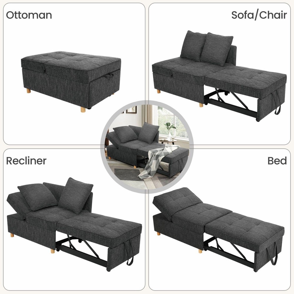 4 in 1 Folding Ottoman Sofa Bed, Convertible Chair Multi-Function Sleeper Sofa🏡