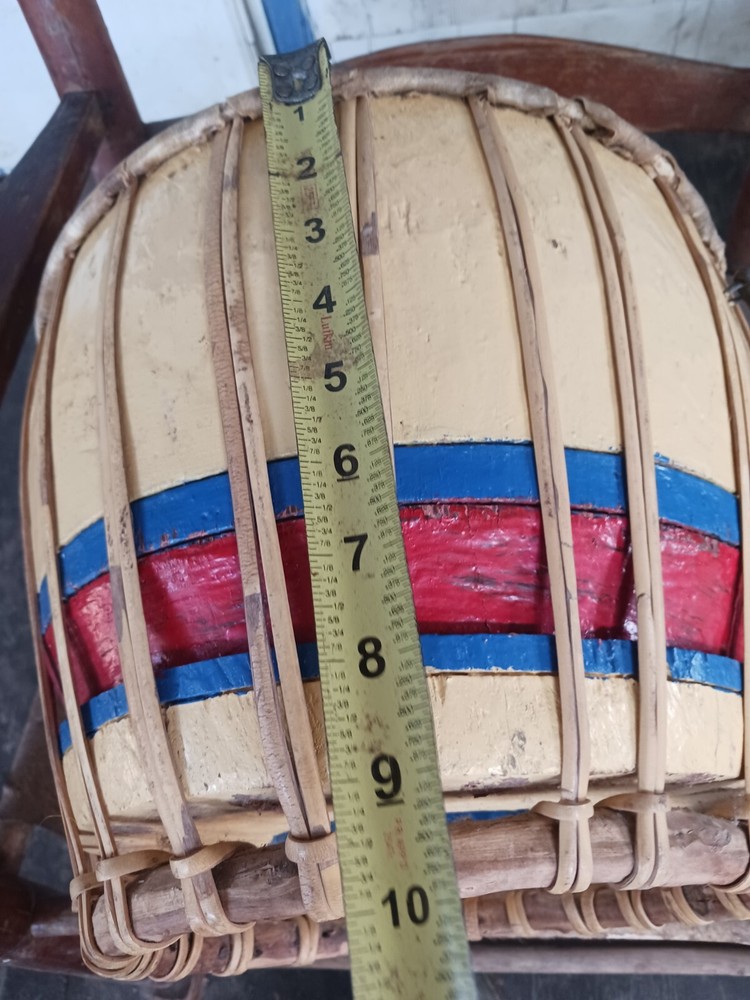 **AWESOME VINTAGE NATIVE TRIBAL PAINTED RAWHIDE DRUM TALKING DRUM NICE""