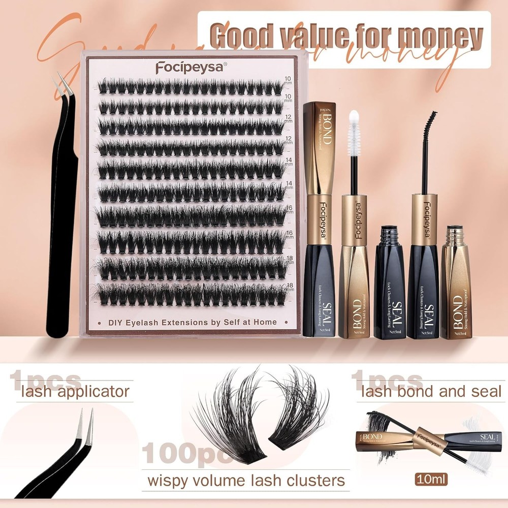 Ultra-Soft D Curl Lash Extensions: 200PCS Customizable Volume Cluster Kit