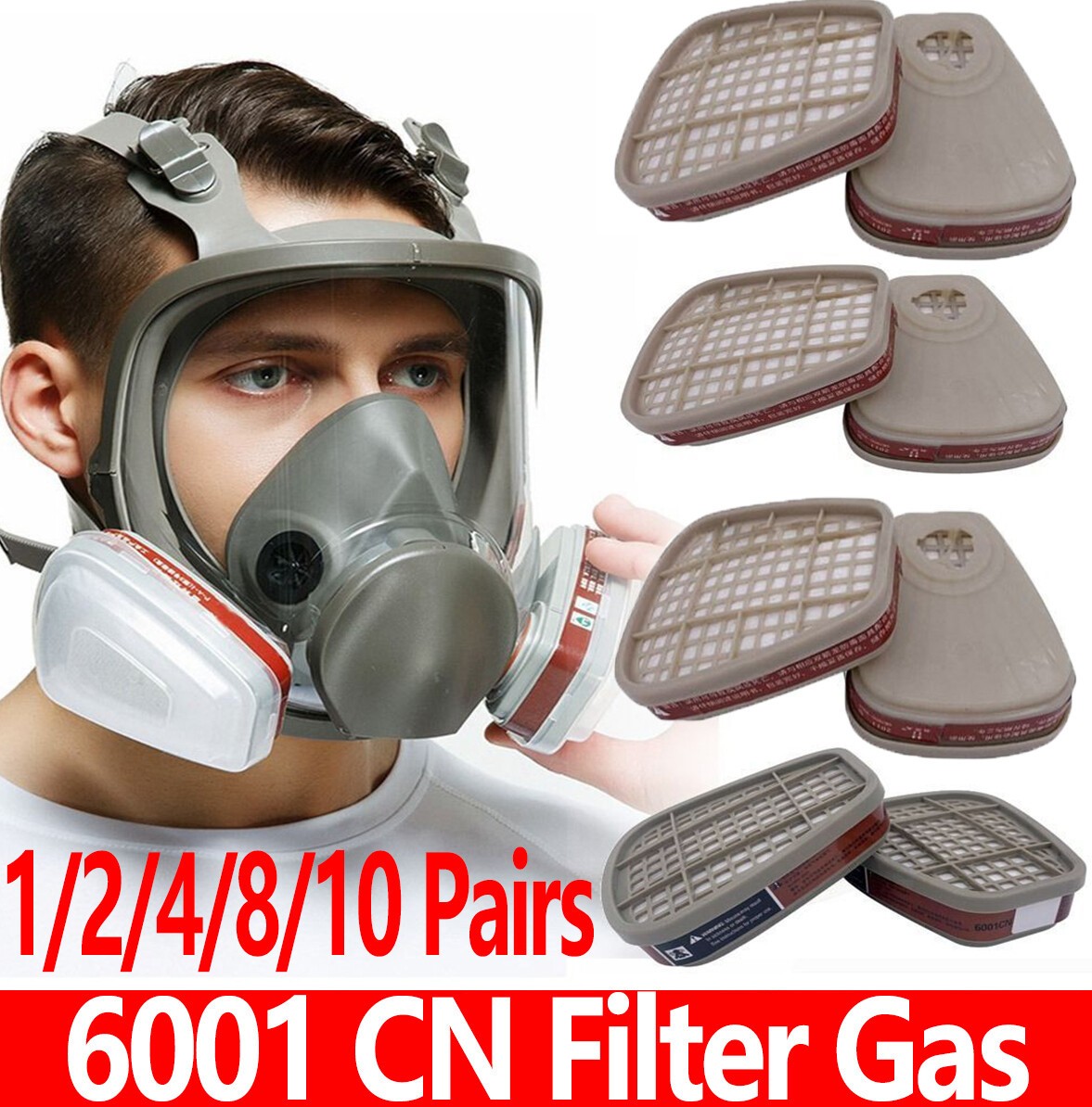 1-10Pair 6001CN Organic Cartridge Filters For 6200 6000 7502 Respirator Gas Mask