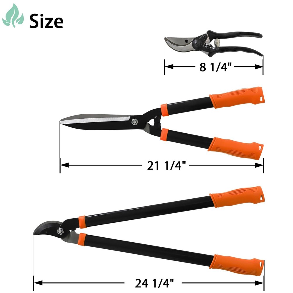 3 pieces Garden Tools Set - Lopper & Pruning Shear & Tree Trimmer Pruner for ...