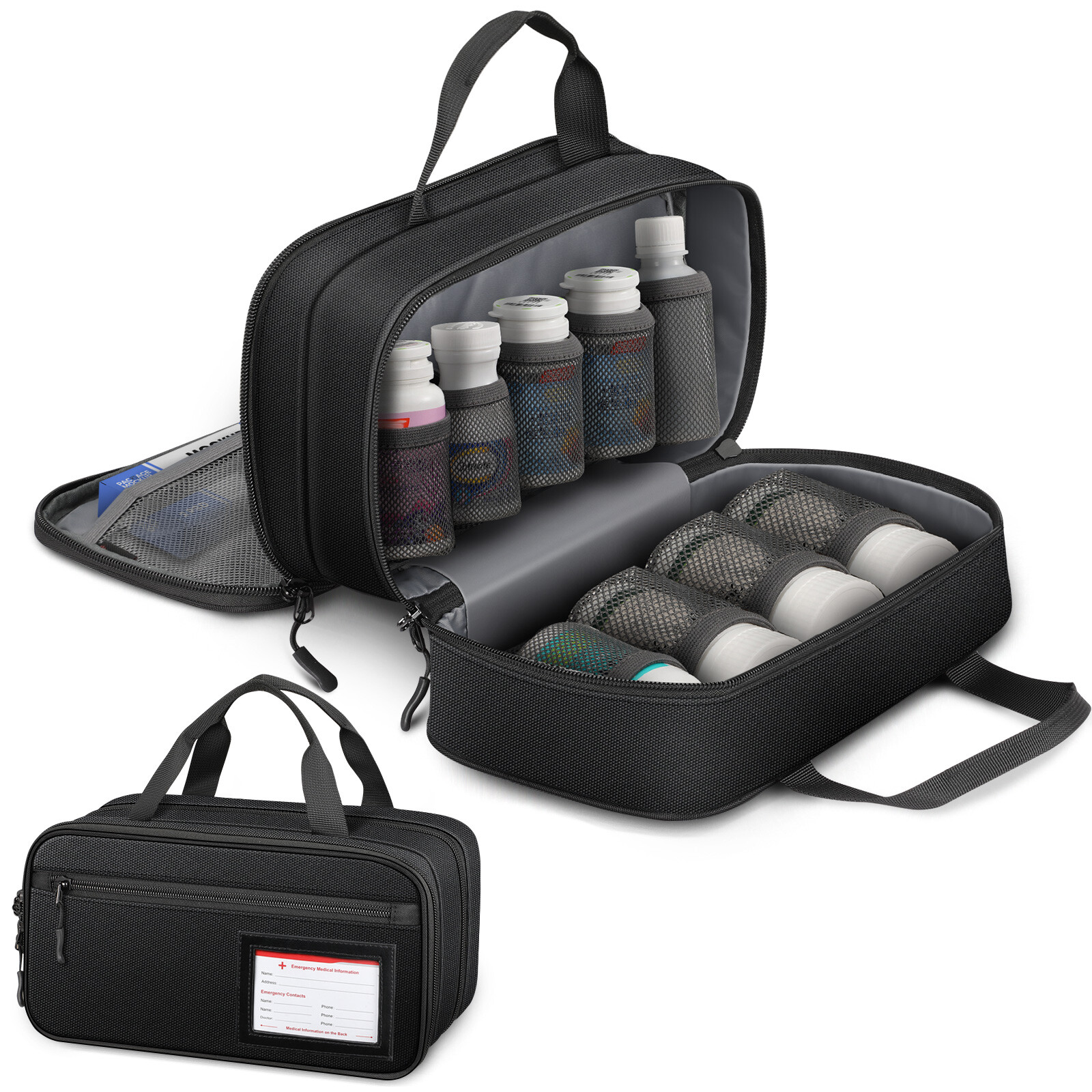 Pill Bottle Organizer Medicine Storage Bag Medication Travel Carrying Case