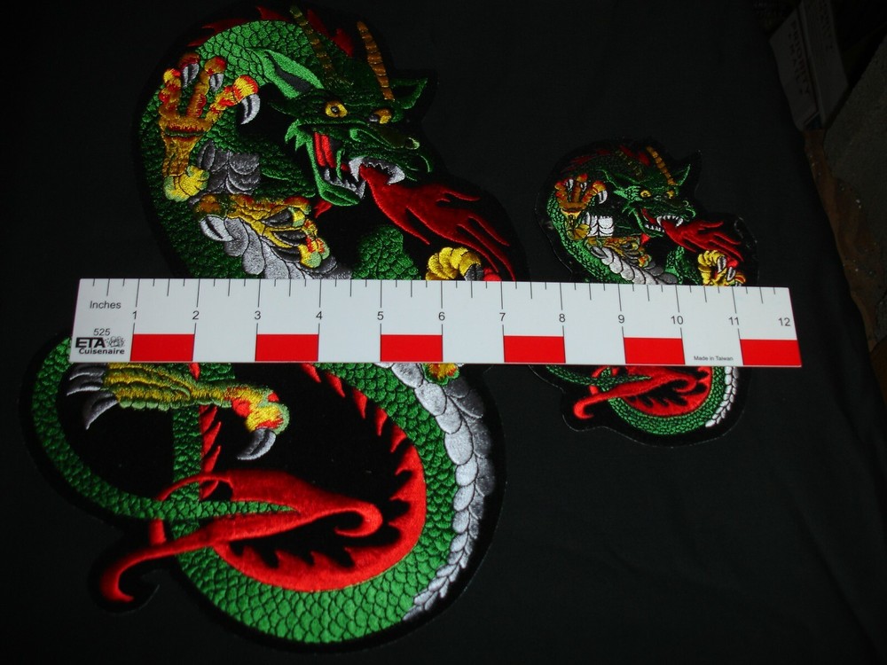 Dragon Patch Green One very large one smaller matching
