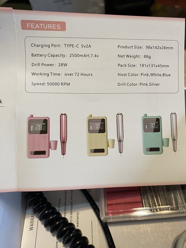 Pink Electric Nail Drill Portable Machine
