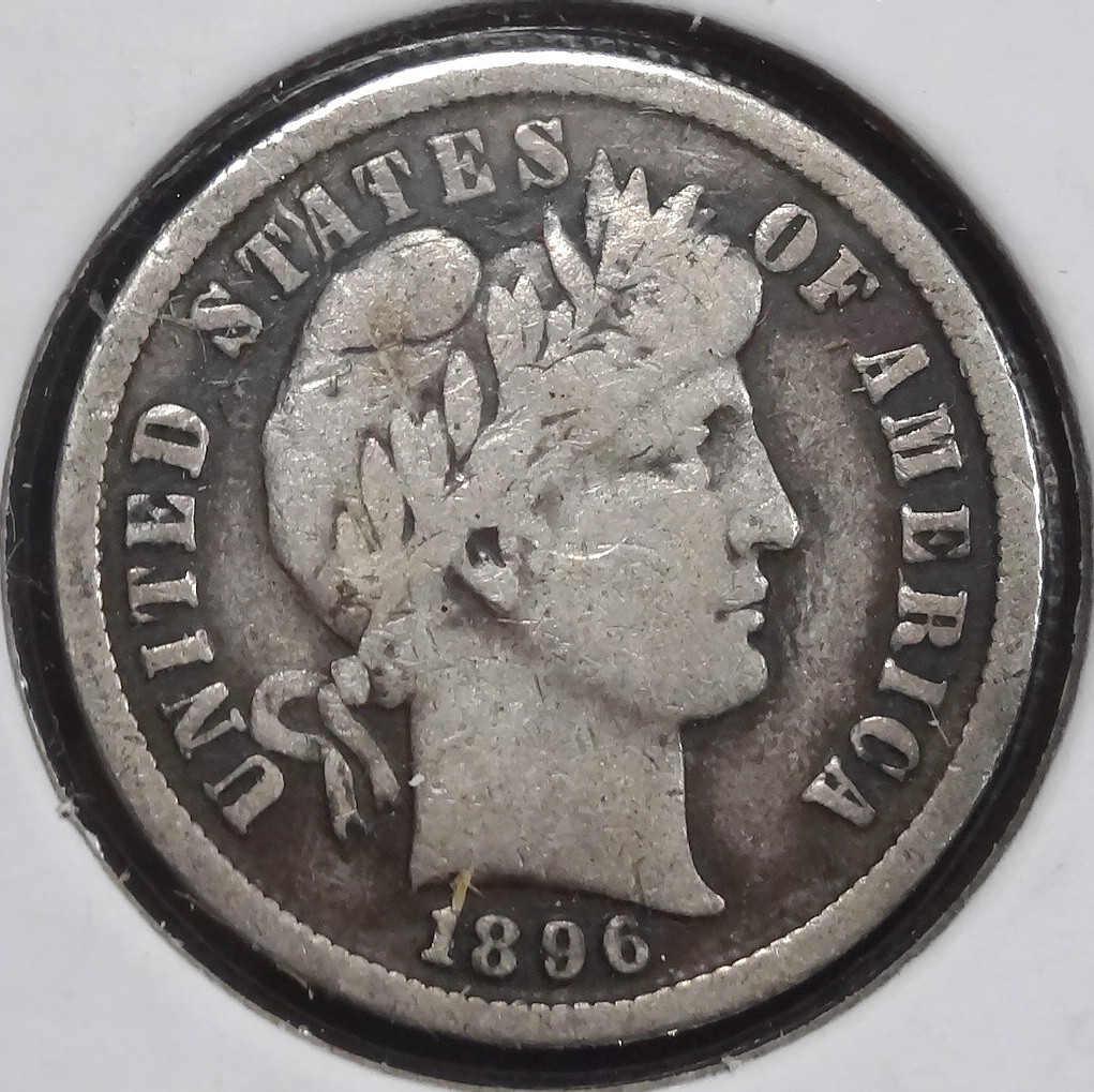 1896-S Barber Dime, Very Good+, Discounted Better Date        0327-08