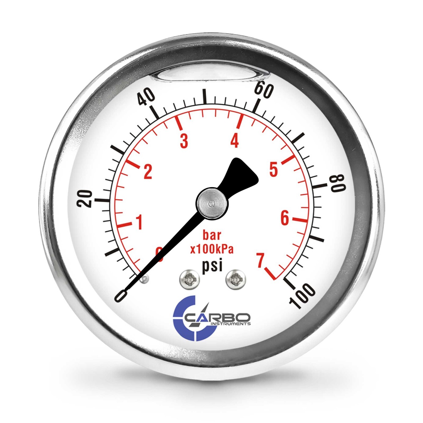 2.5" LIQUID FILLED PRESSURE GAUGE 0 - 100 PSI, STAINLESS STEEL CASE BACK  MOUNT