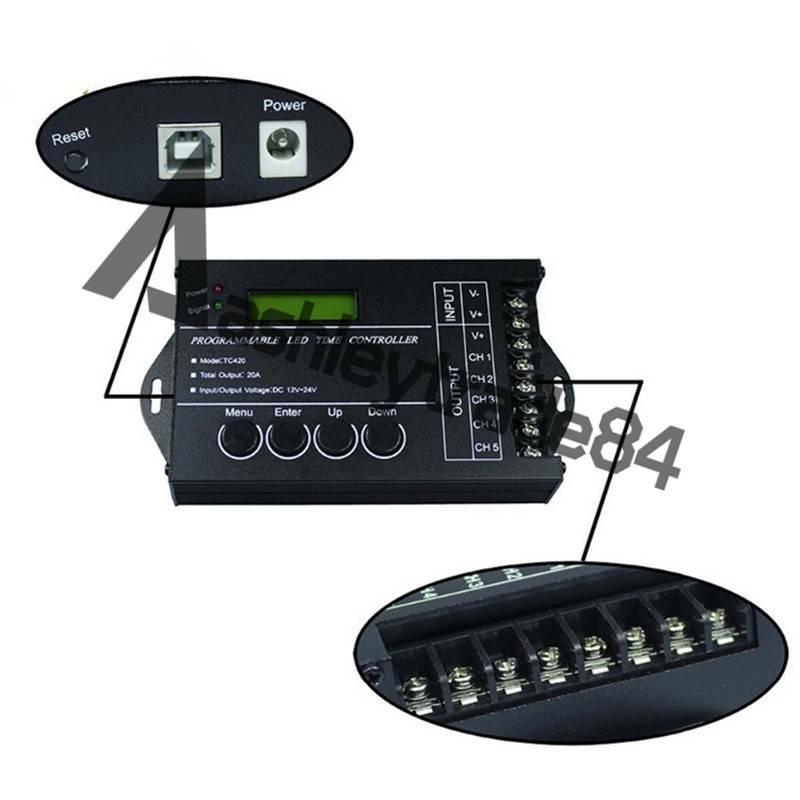 TC420 DC12V-24V Time Programmable RGB LED Controller 5Channel LED Dimmer