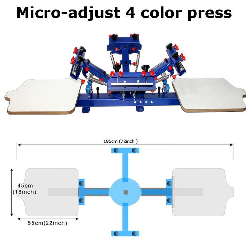 4 Color 2 Station Screen Printing Kit Micro-registration Printer / Flash Dryer