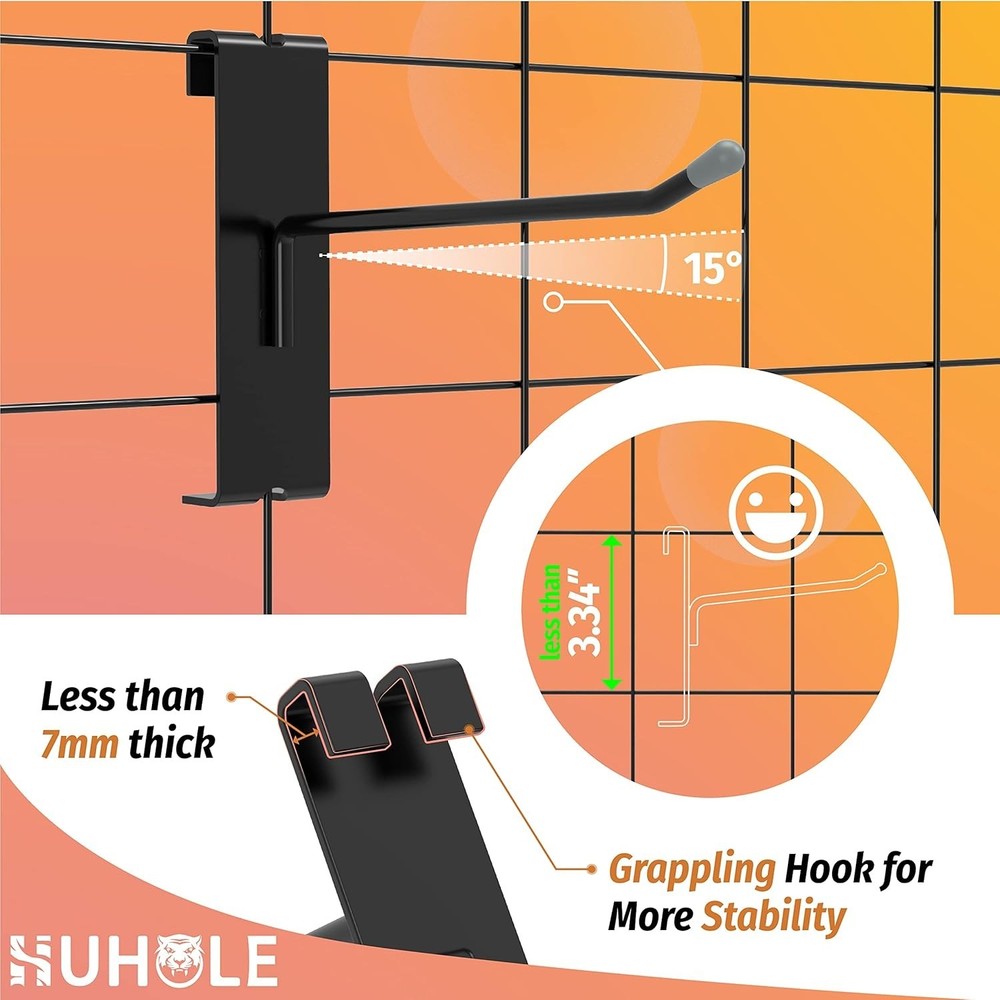 Gridwall Hooks 6 Inch, 50PC Display Hooks for Grid Wall, Hook for Grid Wall P...