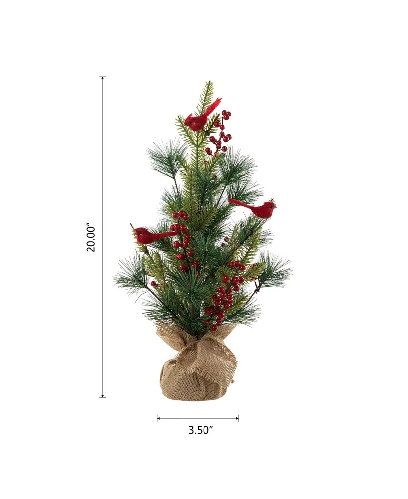 Glitzhome 20" Christmas Cardinal Table Tree Decor - NEW