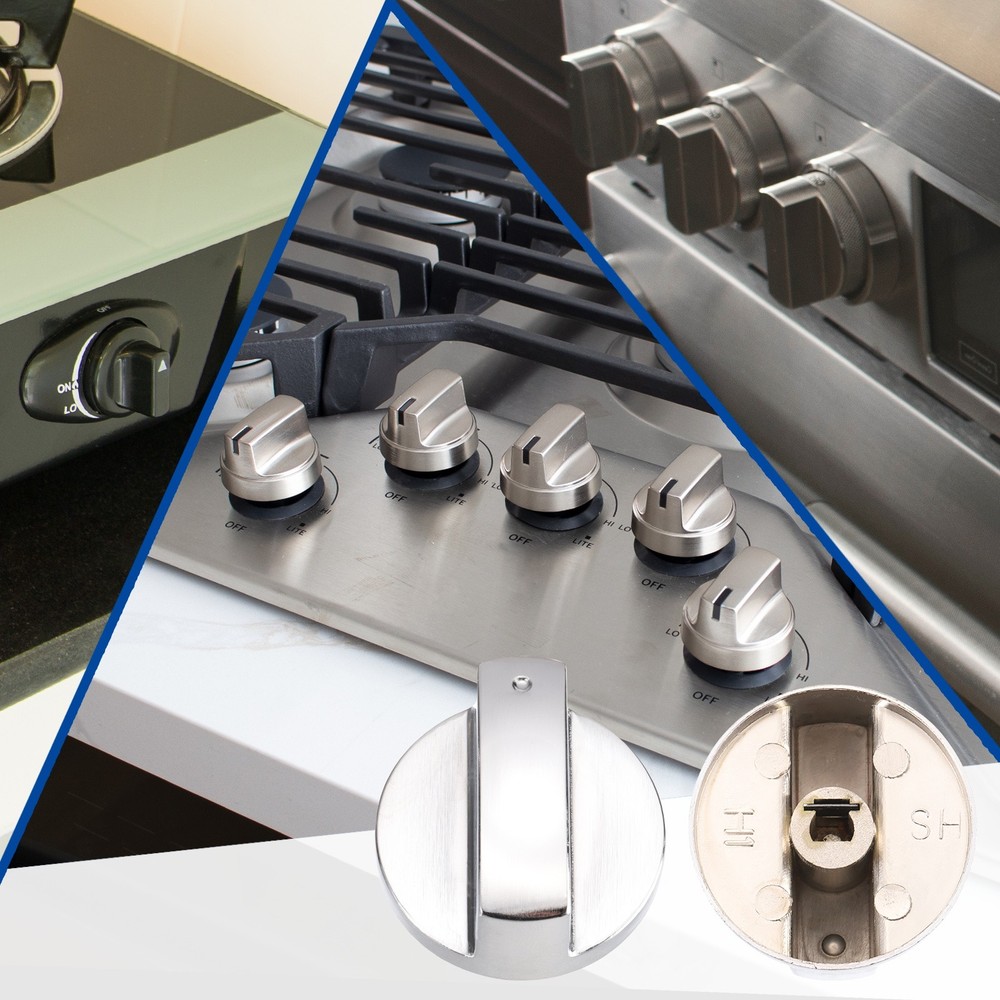 2Pcs Stove Replacement Knobs, 6mm Cooker Replacement Knobs, Silver Tone