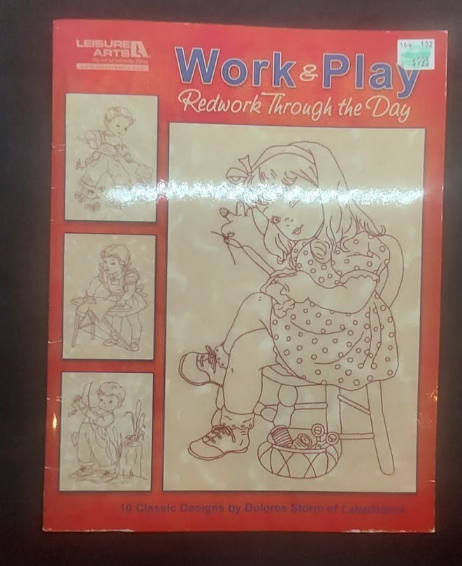 "Work & Play Redwork Through the Day" Needlework Book, 10 Classic Designs