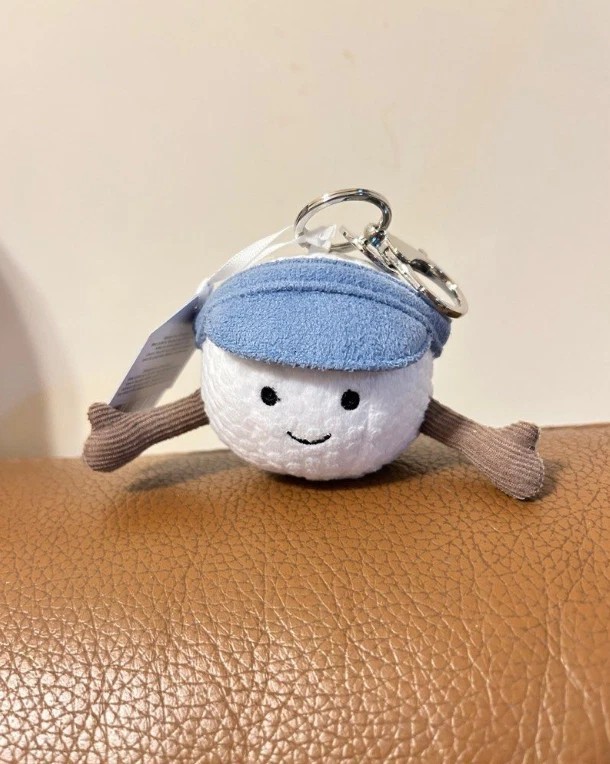 Jellycat Amuseables Golf Ball Keychain Bag Charm Plush NWT + Pouch