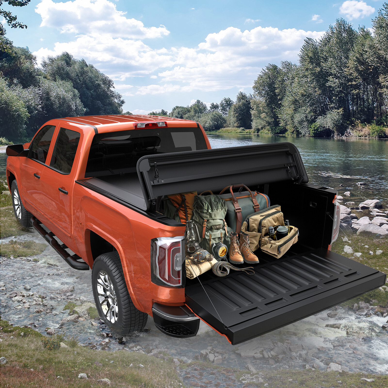 5.8Ft Tonneau Cover Truck Bed For 2014-19 Chevy Silverado GMC Sierra 1500 4-Fold