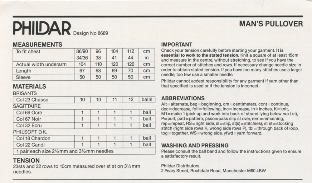 Phildar KNITTING PATTERN #8689 Man's Red Deer Pullover 34-44 Man / Men