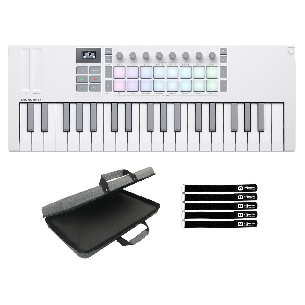 Novation Launchkey Mini 37 MK4 White 37-Note Mini Controller Keyboard w Case